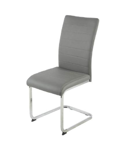 Liana Chair Grey PU Chrome Legs Dining Chair Gannon 