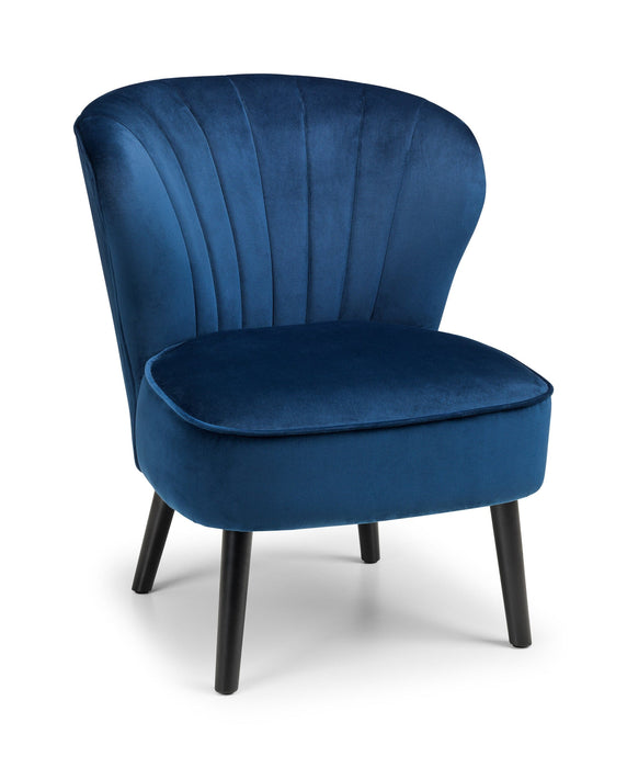 Coco Velvet Accent Chair - Blue Fabric Chairs Julian Bowen V2 