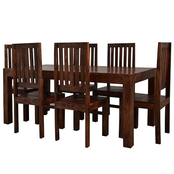 Toko Dark Mango 6 Ft Dining Set Magno Wooden Chairs Toko IHv2 