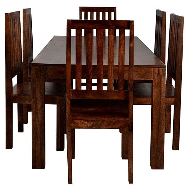 Toko Dark Mango 6 Ft Dining Set Magno Wooden Chairs Toko IHv2 