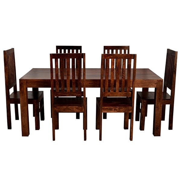 Toko Dark Mango 6 Ft Dining Set Magno Wooden Chairs Toko IHv2 