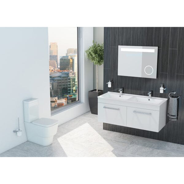 Double Polymarble Basin Gloss White Wall Hung 2-drawer Cabinet Bathroom Furniture Vendor 116 