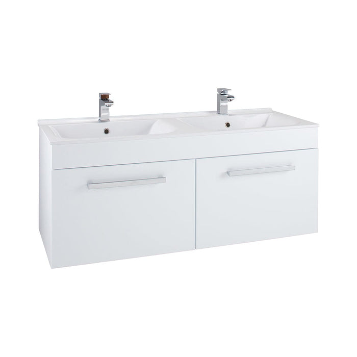 Double Polymarble Basin Gloss White Wall Hung 2-drawer Cabinet Bathroom Furniture Vendor 116 