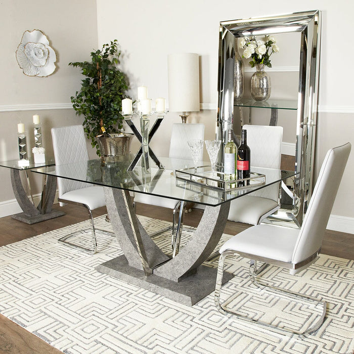 Leo Dining Set with 6 Grey Dining Chairs *(Del. 10 Days Approx. for UK & 14-21 Days for Ireland) Dining Tables CIMC 