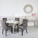 Apollo Champagne Mirrored 120cm Round Dining Set with 4 Tufted Back Grey Chairs Dining Tables CIMC 