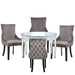 Apollo Champagne Mirrored 120cm Round Dining Set with 4 Tufted Back Grey Chairs Dining Tables CIMC 