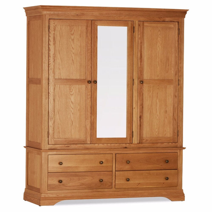 Delta Oak Triple Wardrobe with Drawers Wardrobe Gannon 