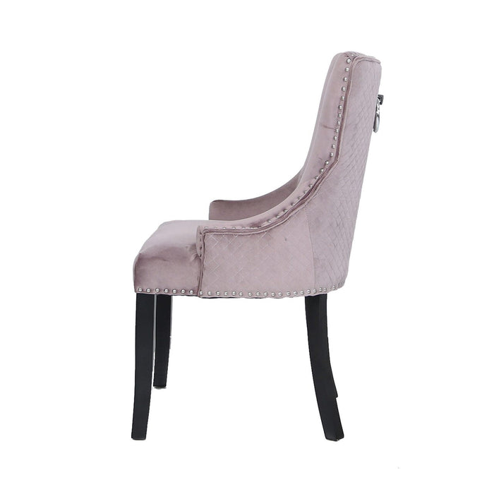 Pink Velvet Dining Chair With Ring Diamond Back Dining Chairs CIMC 