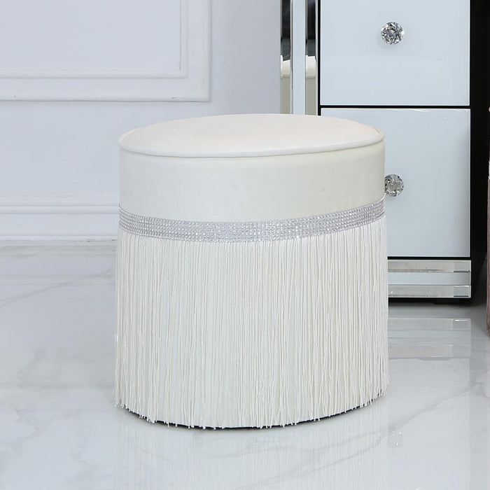 Value Ivory Round Stool with Diamante Band Dressing Stool CIMC 