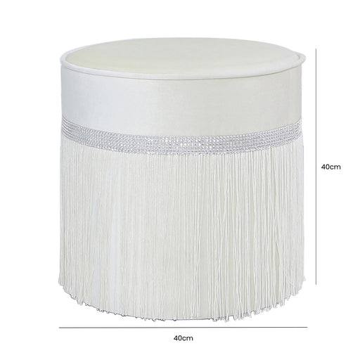 Value Ivory Round Stool with Diamante Band Dressing Stool CIMC 