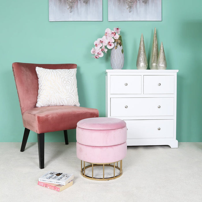 Value Blush Pink Round Storage Stool Dressing Stool CIMC 