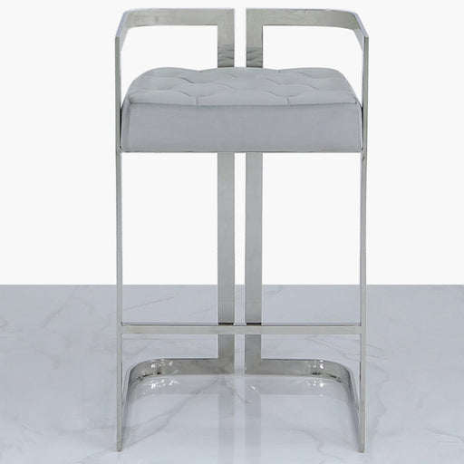 Harry Stainless Steel Bar Stool With Grey Velvet Seat Bar Stools CIMC 