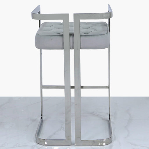 Harry Stainless Steel Bar Stool With Grey Velvet Seat Bar Stools CIMC 