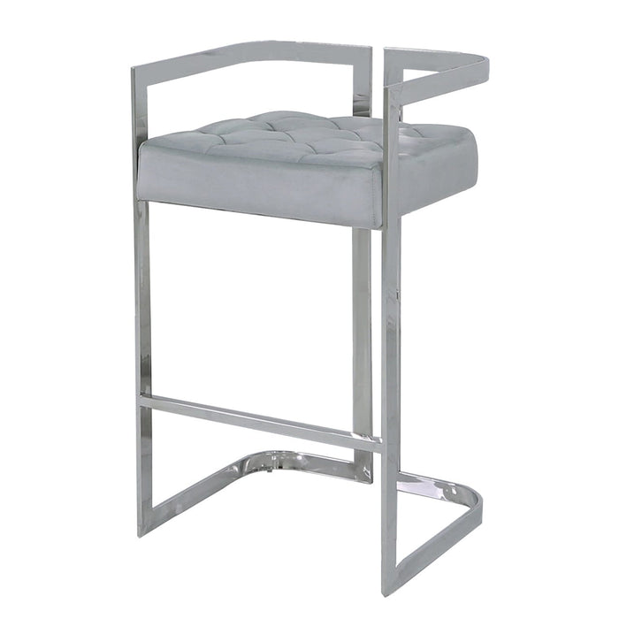 Harry Stainless Steel Bar Stool With Grey Velvet Seat Bar Stools CIMC 