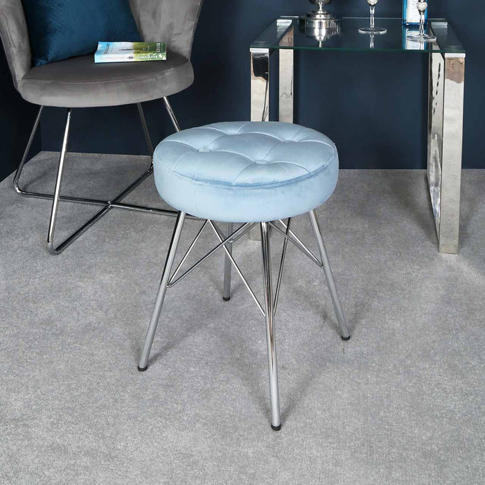 Value Alice Light Blue Tufted Stool Dressing Stool CIMC 