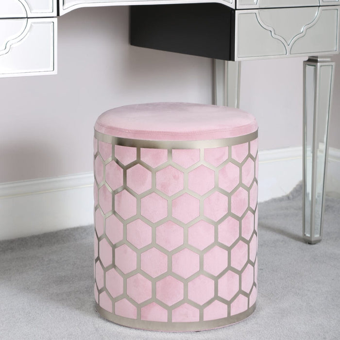 Value Lattice Blush Pink Round Stool Dressing Stool CIMC 