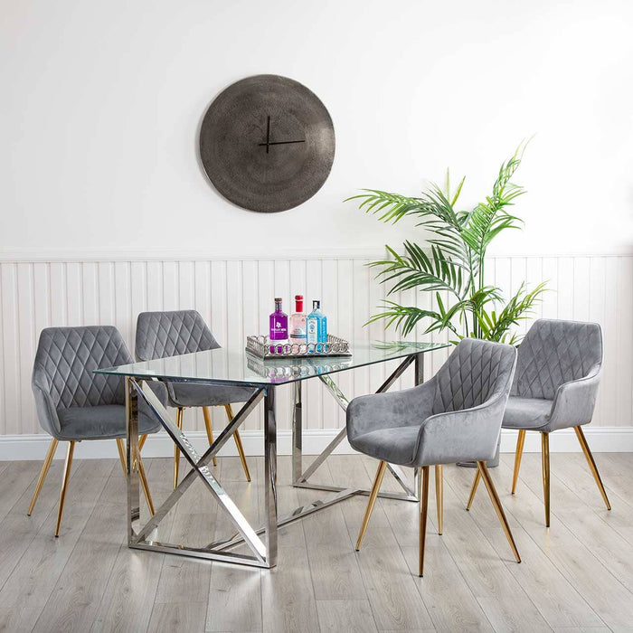 Quinn Grey With Gold Legs Dining Chair Dining Chairs CIMC 