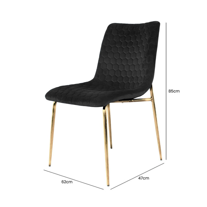 Zula Dining Chair Black with Gold Legs Dining Chairs CIMC 