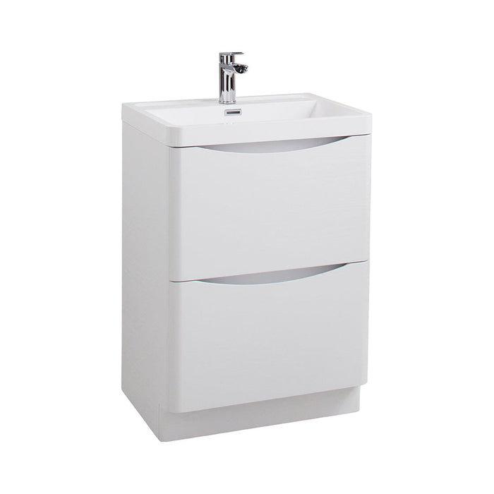 Bali White Ash 600mm Free Standing Cabinet & Polymarble Basin Bathroom Furniture Vendor 116 