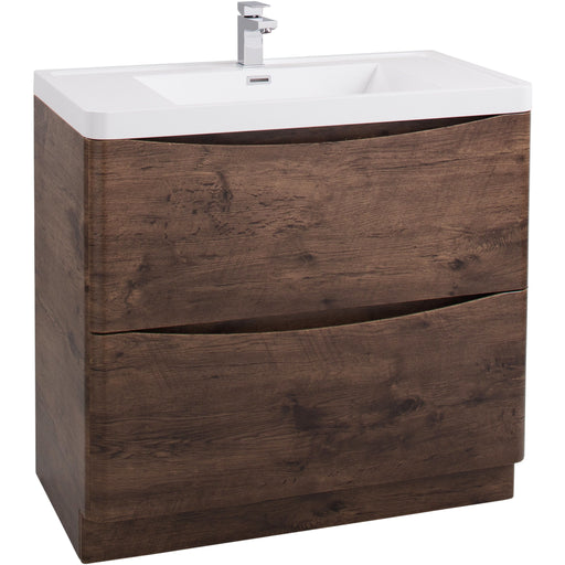 Bali Chestnut 900mm Free Standing Cabinet & Polymarble Basin Bathroom Furniture Vendor 116 