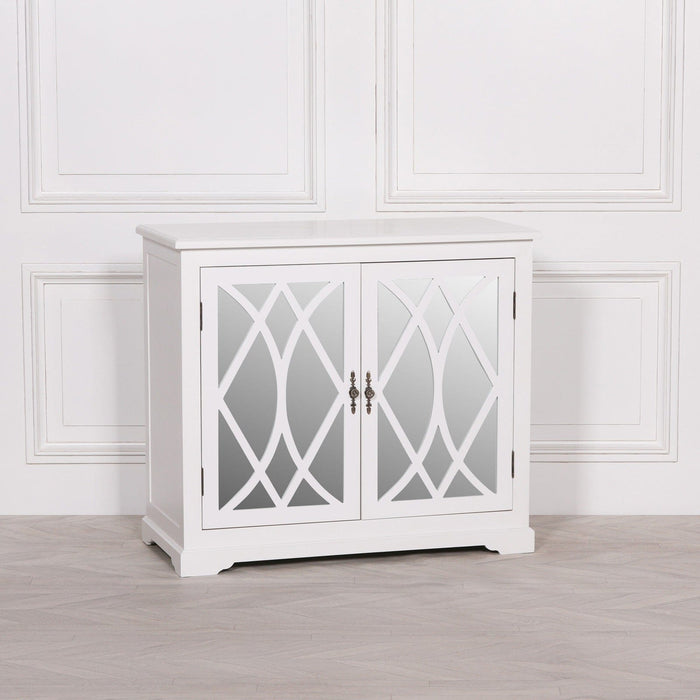 White Mirrored 2 Door Cupboard Display Cabinet Maison Repro 