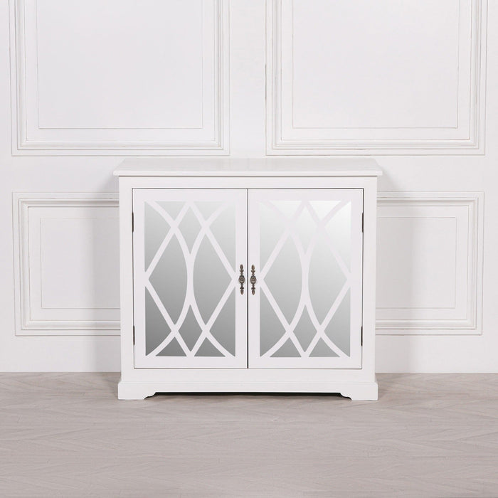 White Mirrored 2 Door Cupboard Display Cabinet Maison Repro 