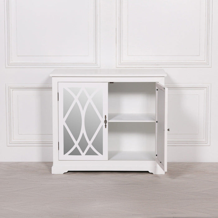 White Mirrored 2 Door Cupboard Display Cabinet Maison Repro 