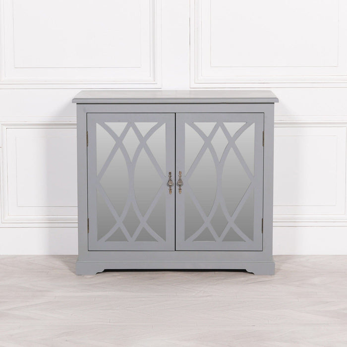 Grey Mirrored 2 Door Cupboard Wardrobe Maison Repro 