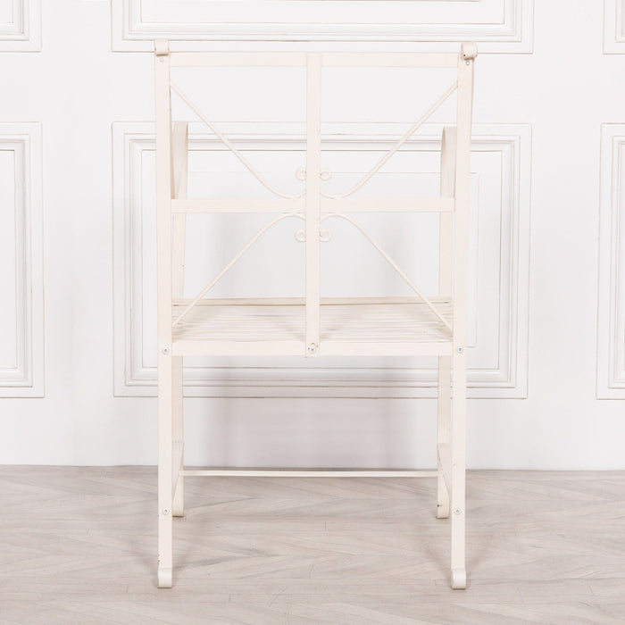 Iron Frame Off White / Cream Distressed Garden Dining Chair Dining Chairs Maison Repro 