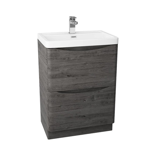 Bali Graphite Oak 600mm Free Standing Cabinet & Polymarble Basin Bathroom Furniture Vendor 116 