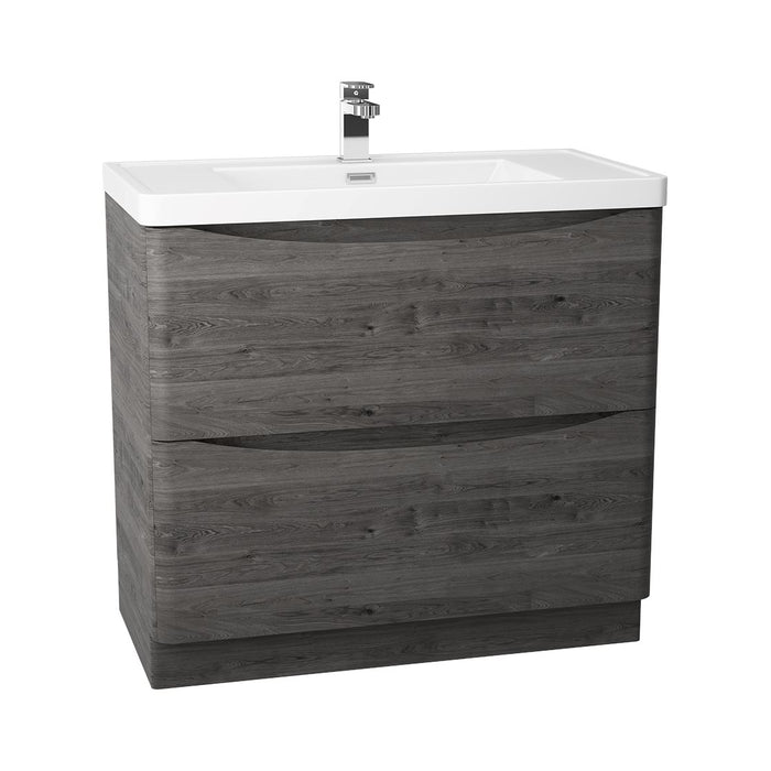 Bali Graphite Oak 900mm Free Standing Cabinet & Polymarble Basin Bathroom Furniture Vendor 116 