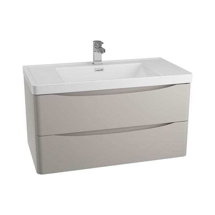 Bali Grey 900mm Wall Mounted Cabinet & Polymarble Basin Bathroom Furniture Vendor 116 