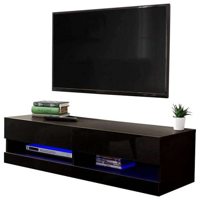 Galicia 120cm Wall Tv Unit With LED Black TV Unit GW 