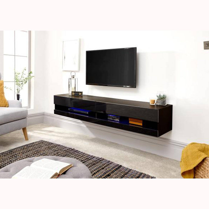 Galicia 150cm Wall Tv Unit With LED Black TV Unit GW 