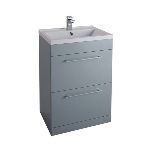 Idon Grey 600mm 2 Drawer Basin Unit Bathroom Furniture Vendor 116 