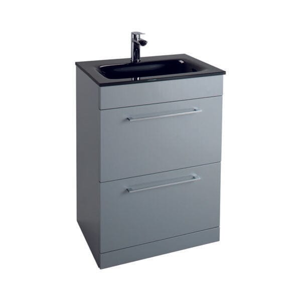 Idon Grey 600mm 2 Drawer Basin Unit Bathroom Furniture Vendor 116 