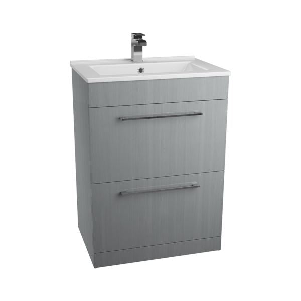 Idon Grey 600mm 2 Drawer Basin Unit Bathroom Furniture Vendor 116 