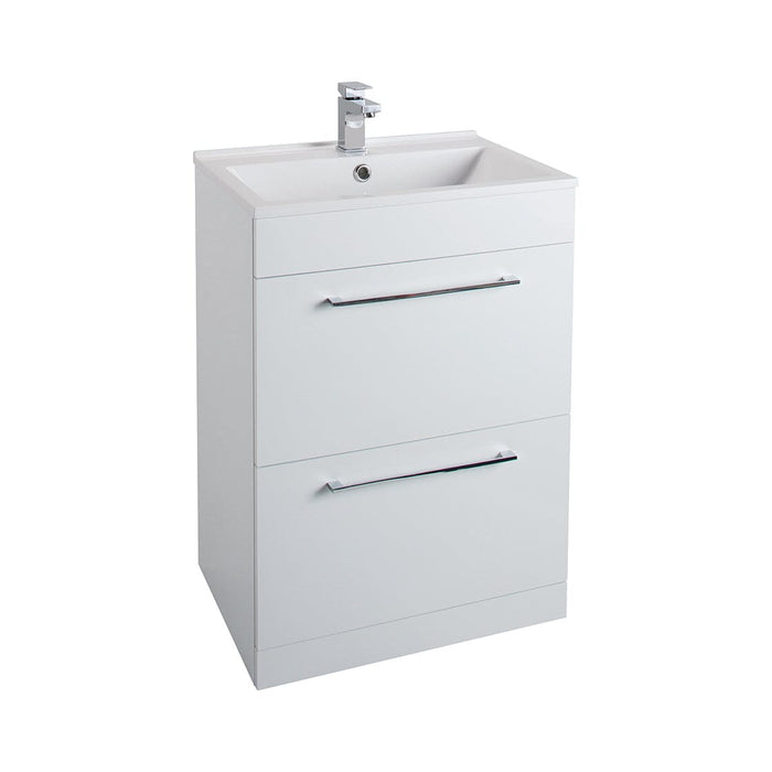 Idon Gloss White 600mm 2 Drawer Basin Unit Bathroom Furniture Vendor 116 