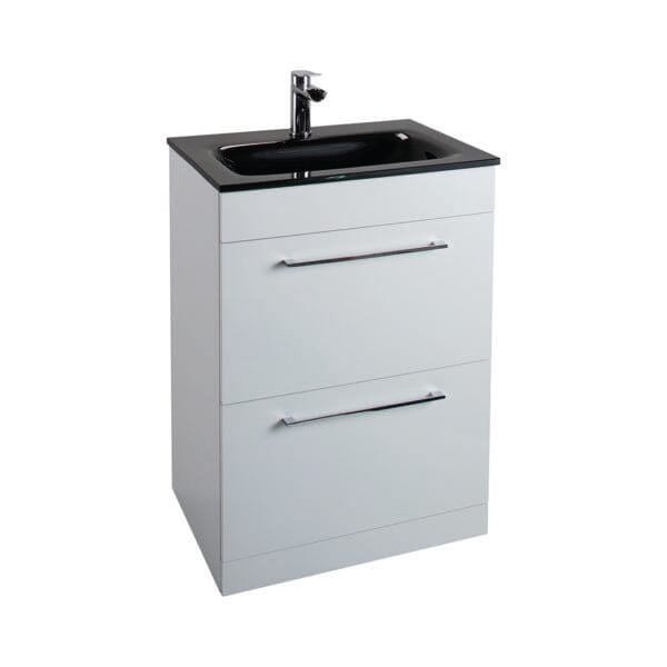 Idon Gloss White 600mm 2 Drawer Basin Unit Bathroom Furniture Vendor 116 