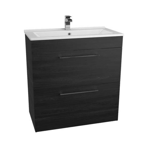 Idon Black 800mm 2 Drawer Basin Unit Bathroom Furniture Vendor 116 