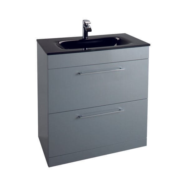 Idon Grey 800mm 2 Drawer Basin Unit Bathroom Furniture Vendor 116 