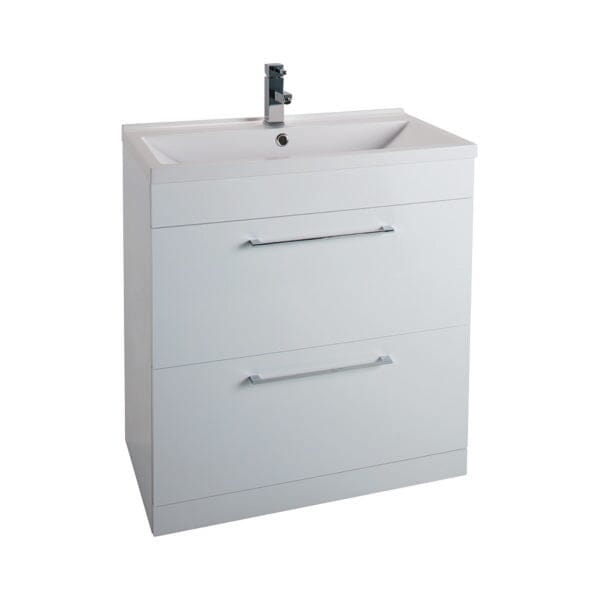 Idon Gloss White 800mm 2 Drawer Basin Unit Bathroom Furniture Vendor 116 