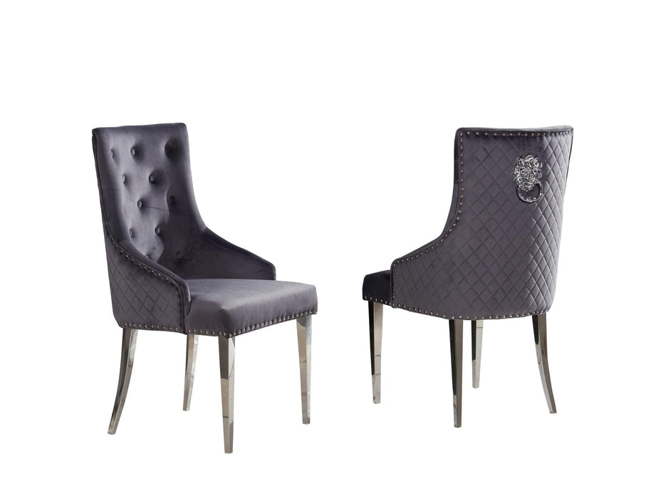 Pair of Florence Dark Grey Lion Chairs Dining Chairs HB 