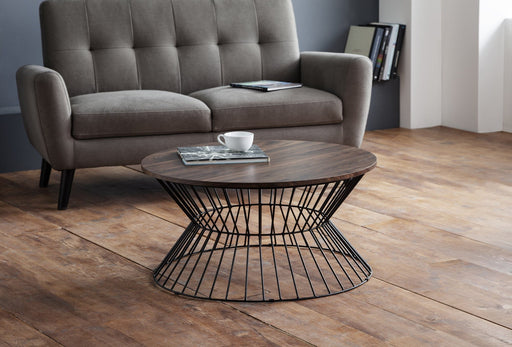 Jersey Round Wire Coffee Table - Walnut Coffee Table Julian Bowen V2 