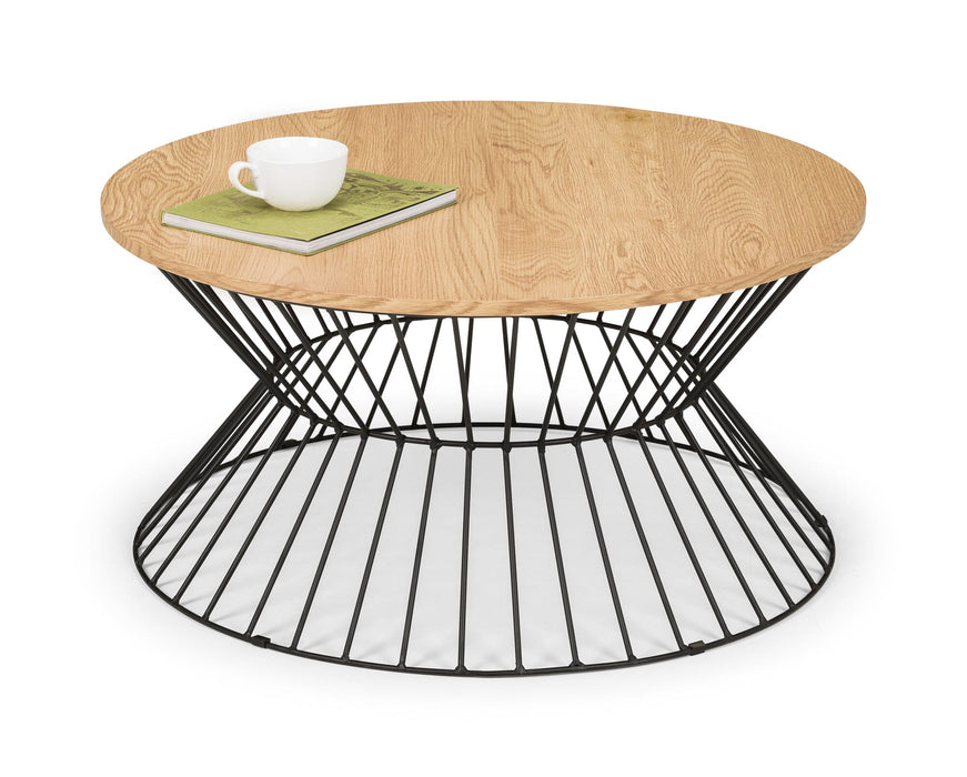 Jersey Round Wire Coffee Table - Euro Oak Coffee Table Julian Bowen V2 