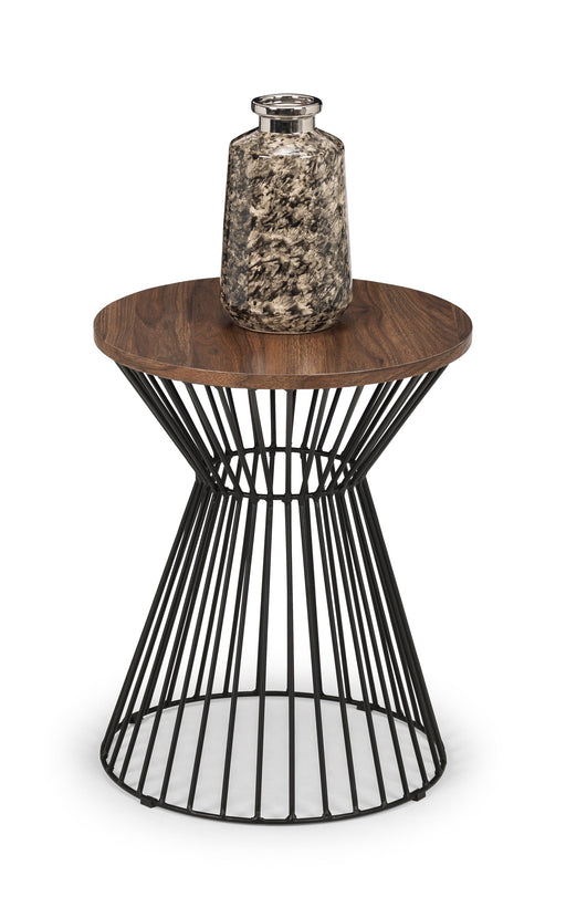 Jersey Round Wire Lamp Table - Walnut Side Table Julian Bowen V2 