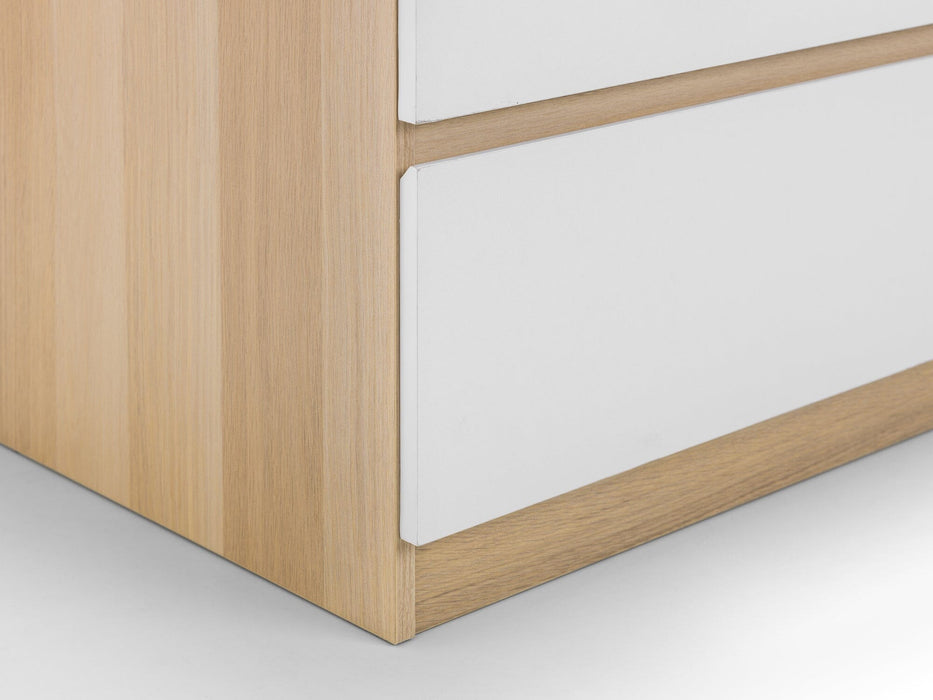 Jupiter 4 Drawer Chest - White/Oak Chest of Drawers Julian Bowen V2 