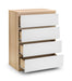 Jupiter 4 Drawer Chest - White/Oak Chest of Drawers Julian Bowen V2 