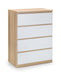 Jupiter 4 Drawer Chest - White/Oak Chest of Drawers Julian Bowen V2 