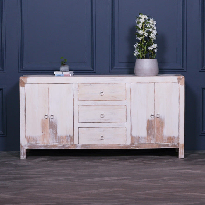 White Distressed Oriental Sideboard Console Table Maison Repro 